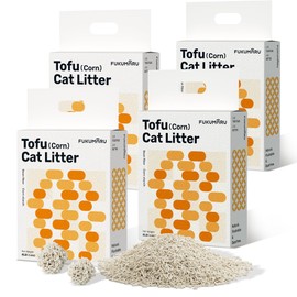 FUKUMARU Tofu Cat Litter Clumping, Low dust Cat Litter, 100% Natural Ingredients Litter, Flushable, Ultra Absorbent, Lightweight, Low Tracking Cat Litter Unscented, Odor Control (8lb x 4 Bags)