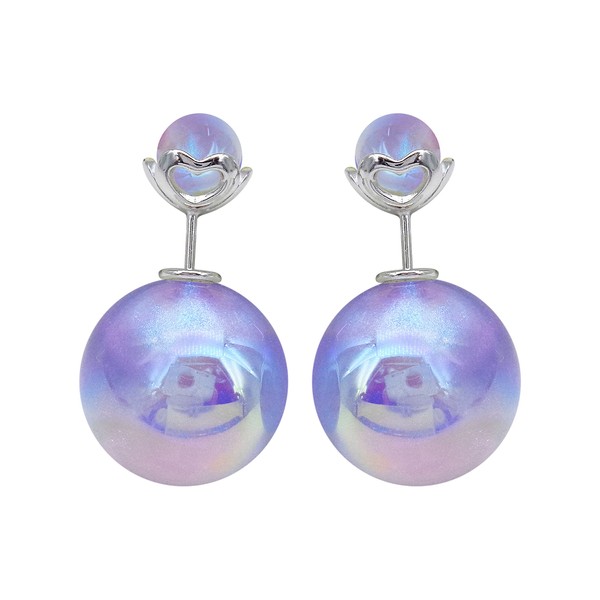 Hiqmic 925 Sterling Silver Double-sided Earrings Created Opal Mermaid Bead