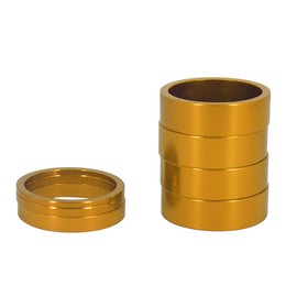 PLATT 7PCS Bike Headset Spacer 1 1/8" Aluminium Alloy MTB Road Bike Stem Headset Spacer 2/3/5 /10mm (Black) (Gold 7PCS)