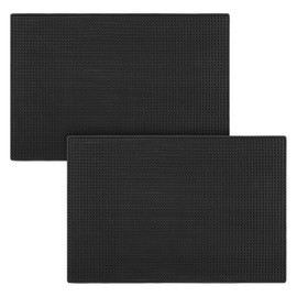 SEUNMUK 2 Pack 45 × 30 cm Large Pvc Bar Mat, Durable Non Slip Bar Mat, Black Bar Spill Mat for Coffee, Bar, Kitchen, Restaurant, Countertops
