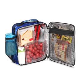 Soccer Football Kids Lunch Box Soccer Sport Insulated Lunch Bag Tote for Girls Boys, Cooler Freezable Meal Prep Bag with Shoulder Strap Waterproof Lunch Container for School Office Picnic