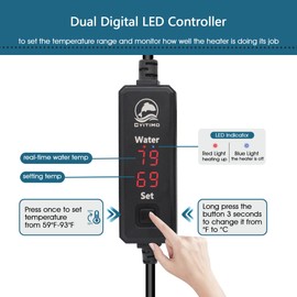 Small Aquarium Heater 150W Submersible Fish Tank Heater for 20-40 Gallons, Dual LED Display Temperature Controller, Suitable for Saltwater and Freshwater, Mini Water Heater for Betta/Turtle Tank