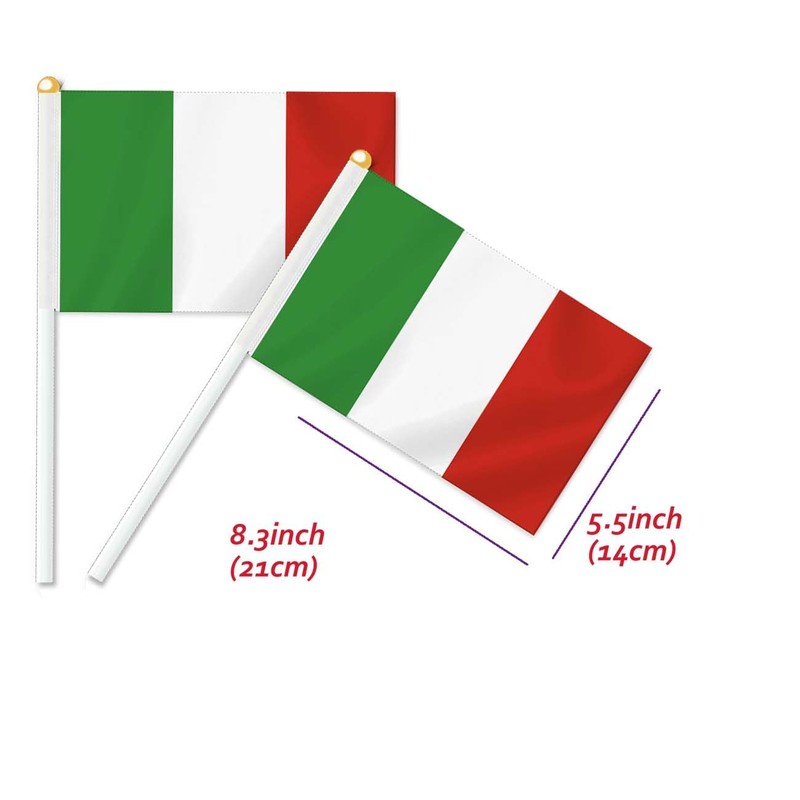 Pack of 25 Italy Handheld Flag, Italian Decor Hand Held