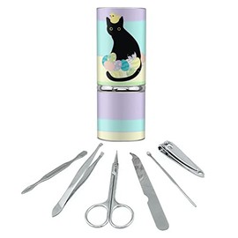 Easter Egg Black Cat Stainless Steel Manicure Pedicure Grooming Beauty Care Travel Kit