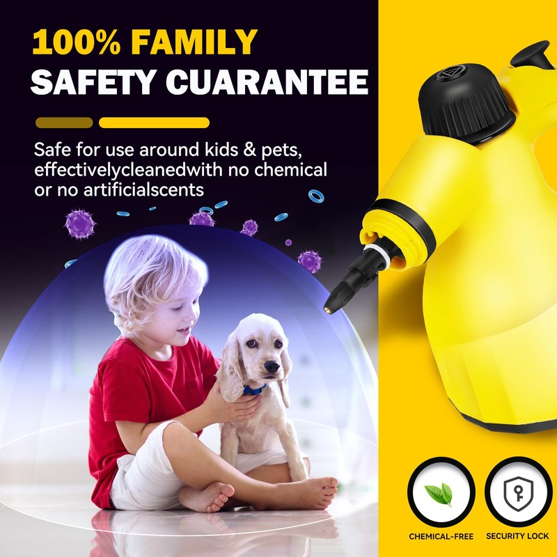 Handheld Steam Cleaner for Kitchen & Car Cleaning, Pet &