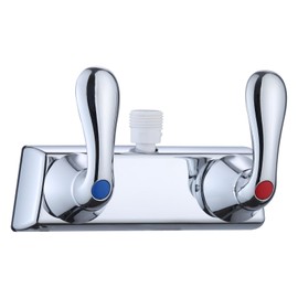 RV Shower Faucet, 4" RV Camper Shower Faucet Valve Diverter Replacement with Dual Lever Control Hot and Cold Water for Outside and Inside Bathroom, Chrome