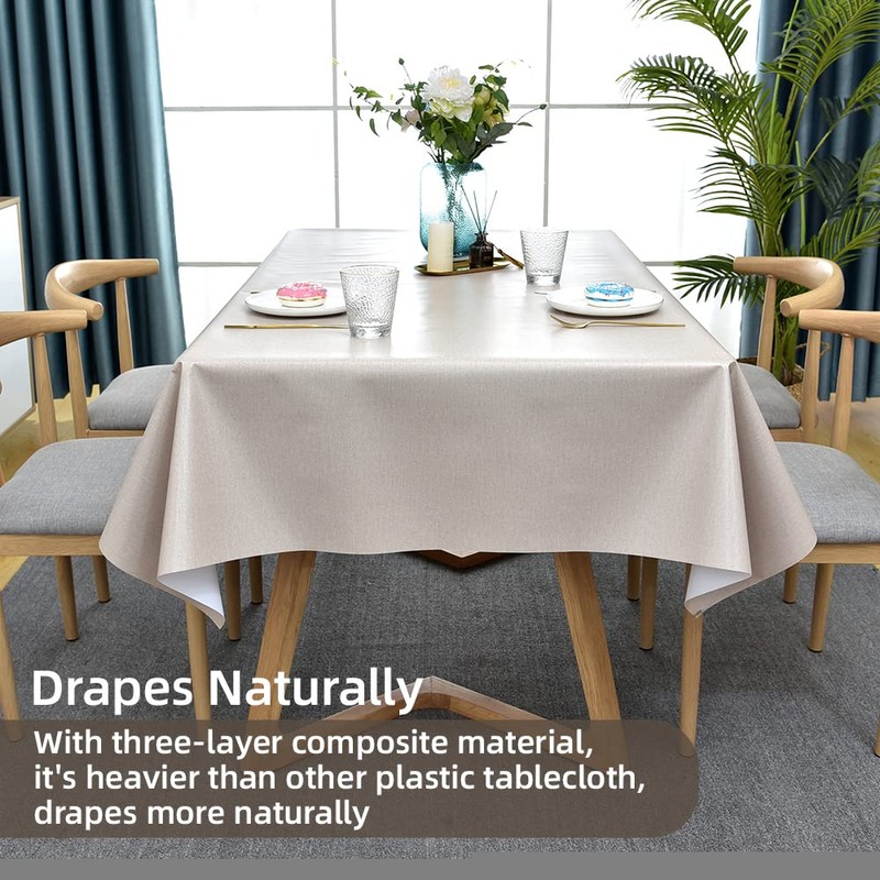 Plenmor Table Cloth Wipeable Tablecloth PVC Plastic Wipe Clean Waterproof