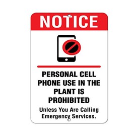 Aluminum Vertical Metal Sign Multiple Sizes Notice Use Personal Cell Phone During Emergency B Workplace with Border Weatherproof Street 9x12Inches
