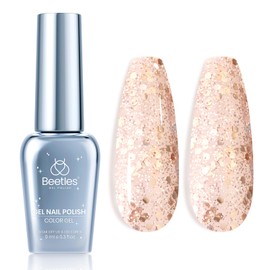 Beetles Gold Glitter Gel Nail Polish, 9ml Diamond Shiny Gel Polish Shimmer Reflective Sparkle Gold Color for Nail Art Soak Off UV LED Nail Lamp Dancing Glitter Valentine's Gifts for Women