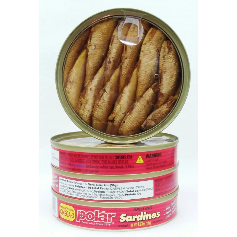 Polar 4 CANS Polar Brisling Smoked SARDINES In Olive Oil