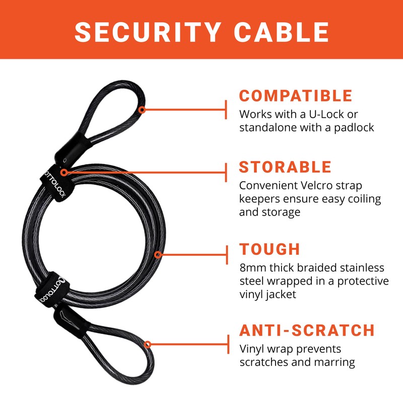 OTTOLOCK Sidekick Compact U-Lock and Cable Bundle - Heavy Duty