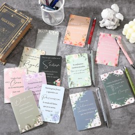 Eaasty 24 Pcs Spanish Christian Gift for Women Christian Bible Notebook Spanish Ballpoint Pen Motivational Inspirational Scripture Regalos Cristianos Para Mujer En Español for Church