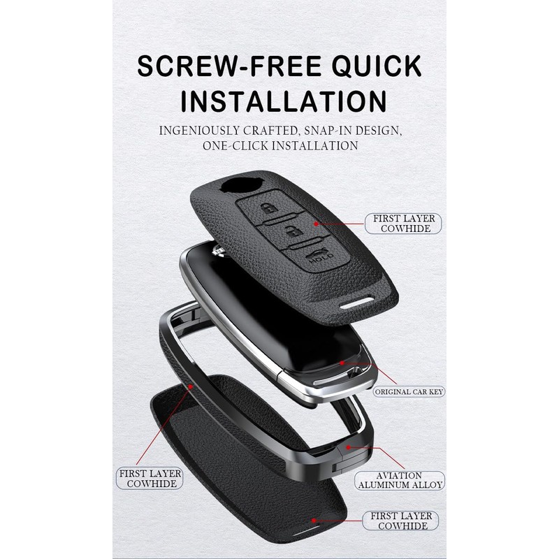 TECART Key Fob Cover Case Metal Key shell Full Protection
