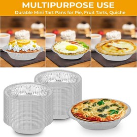 The Baker Celebrations 50 Aluminum Foil Disposable Baking Tart Pans 4-1/4 inches - Pie Tins - Small Pan - Made in USA