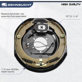 SEHNSUCHT Trailer Electric Brakes, 2 Pair of 4 Hole Mounting Electric Brake Assembly 10" X 2-1/4" for 3,500 lbs Axle-(Set 4: 2 Left+2 Right)