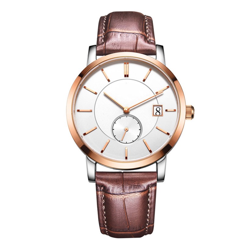 OCHSTIN Men PU Leather Calendar Waterproof Quartz Watch Wristwatch (White