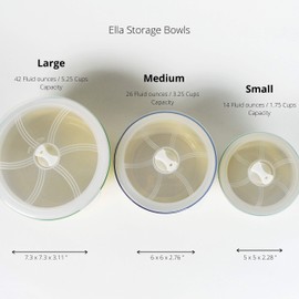 Euro Ceramica Ella 3 Piece Nesting Storage Bowls Set with Lids Assorted Multicolor Asian Floral Design, 82Fl oz