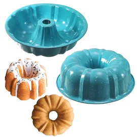 Lecute Moldes para Hornear Flor Rosca Acero Inoxidable Antiadherente Para Pastel Pan Panederia Cocina Chef Molde (Azul)