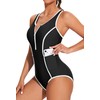 beautyin Athletic Swimsuits for Women Zipper One Piece Bathing Suit