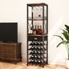 Homeiju Homeiju Wine Rack Freestanding Floor, Bar Cabinet with Tabletop, Glass Holder, Storage Drawer and Wine Storage, 4-Tier, Black, 11.8" x 15.75" x 58.28"
