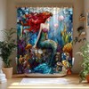 FAXTOZ Nautical Mermaid Shower Curtain Stained Glass Underwater Ocean Coastal
