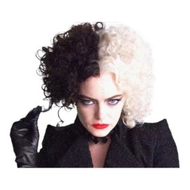 Jextech Peluca Cruella Devil Blanco Con Negro Alta Calidad Cosplay