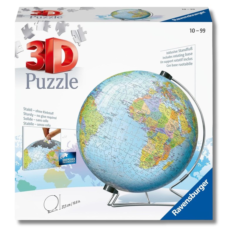 Ravensburger - Puzzle 3d Globo Terrestre Impara La Geografia |