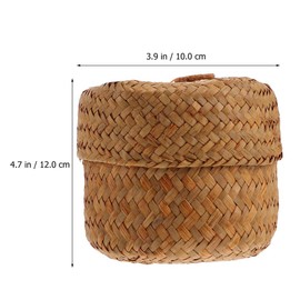 GANAZONO 2pcs Flower Box to Go Containers with Lids Mini Containers Wicker Storage Basket with Lid Woven Storage Box Wicker Storage Bins Round Woven Baskets Woven Storage Case Flower Basket