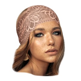 ShariRose Hairband, Vintage Pink Lace Headband for Women - Handmade Quality Hairbands, Stretch Lace, Floral Design, Makeup Headband, Hair Accessories for Women (1 Count, Pack of 1)