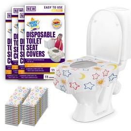 Toilet Seat Covers Disposable Value Pack - 44 Large Waterproof Potty Covers for Toddlers, Kids, and Adults by Mighty Clean Baby - 4 Packs of 11 Covers