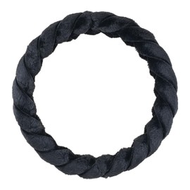 PETCHOR Black Twisted Fur Black Soft Steering Wheel Cover, Fluffy Car Steering Cover for Universal Auto Steering Wheel 14.5-15.5", Anti-Slip, Plush Texture, Winter Warm