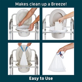 Lunderg Commode Liners with Absorbent Pads - Value Pack Medical Grade 75 Count Universal Fit - Disposable Bedside Commode Liners and Pads for Adult Commode Chairs, Portable & Camping Toilet Bags