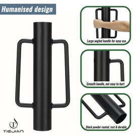 Fence Post Driver with Handle 16 LB Steel T Post Pounder Heavy Duty Hand Post Rammer for Wooden Posts/U-Channels/Fence Posts, 16 Inch Post Hole Digger (Black)