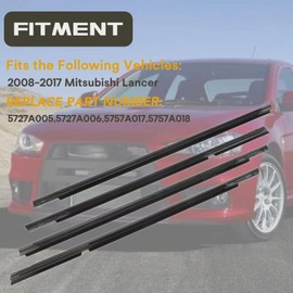 Ricmjend 4Pcs Weatherstrip Window Moulding Trim Seal Belt Compatible with Mitsubishi Lancer 2008-2017 Car Outer Door Window Seal Belt Replaces# 5727A005 5727A006 5757A017 5757A018