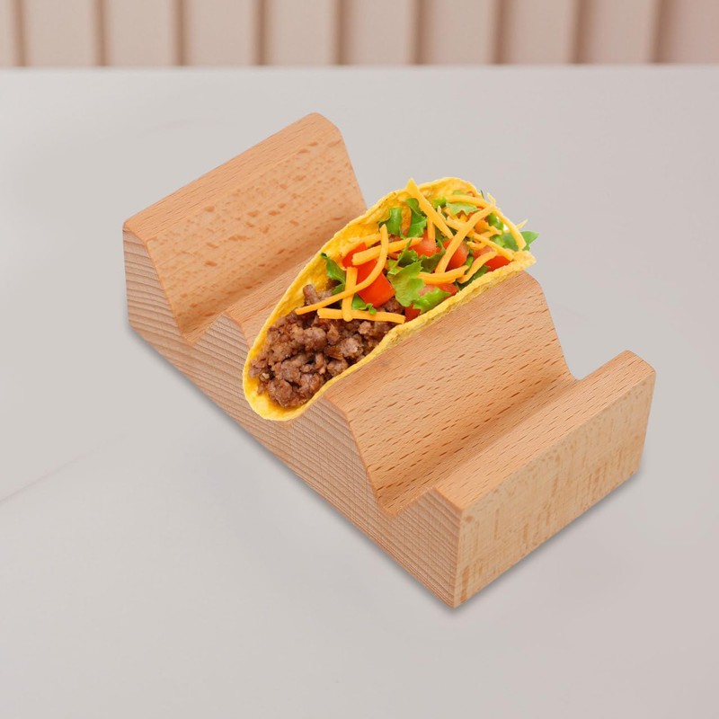 Cabilock Wooden Taco Holder and Sushi Stand - Multi-Function 3-Grid