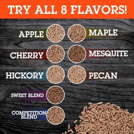 Camerons Smoking Wood Pellets (Apple, Cherry, Competition Blend, Hickory, Mesquite, Pecan) - 8 Pint Value Pack - 100% All Natural Wood Pellets for Smoker & Pellet Grill - BBQ Grilling Gift Set for Dad