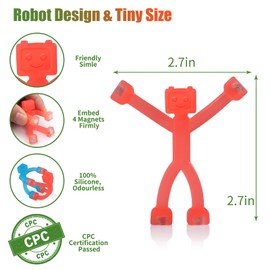 BlissfulTie Updated Magnetic Toys for Kids in Robot Shape Design, Colorful Magnetic Men Toys, Magnet Men for Travel Toys, Funny Magnetic People Toys for Kids (Translucent, 10 Pcs)