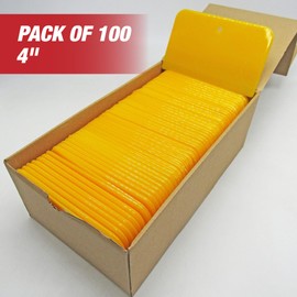 LAUCO Auto Body Filler Spreaders (100 Pieces) - Yellow Reusable Plastic Spreader for Automotive Fillers, Putties, Glazes, Caulks and Paint - Easy Application (100, 4")