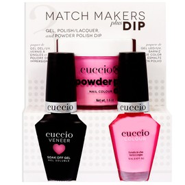 Cuccio Colour Match Makers Plus Dip - Punch Sorbet for Women - 3 Pc 1.6oz Pro Powder Polish Dip System, 0.44oz Veneer Soak Off Gel, 0.43oz Colour Nail Polish
