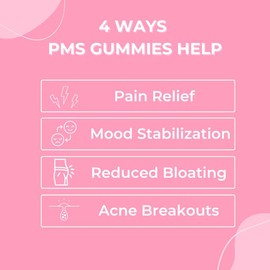 GummySpot PMS Relief Gummies For Women, 30 Servings (Pack of 1), Proactive PMS Relief, Helps Fight Cramps, Hormonal Breakouts, Mood Swings, and Bloating