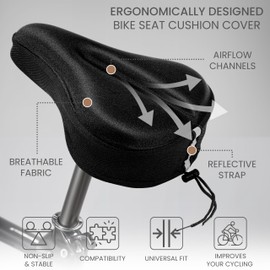 Belle Vous Fahrradsattel Überzug gepolstert - Soft Gel Sattelbezug Fahrrad - Strapazierfähiger Fahrrad Sattelbezug - Sattel für Heimtrainer & Spin - Sattelschutz Fahrrad