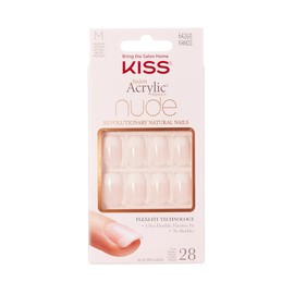 Kiss Salon Acrylic Nude French 28 Count Medium Length Flat (Pack of 3)