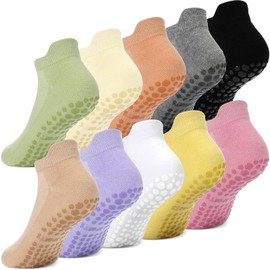 Geyoga 10 Pairs Non Slip Yoga Socks Anti Skid Sticky Grippers Socks Hospital Slipper Socks for Men Women Pilates Ballet Barre (Multicolor)