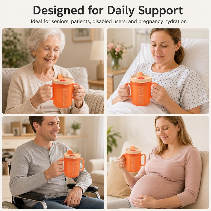 4 Pack Adult Sippy Cup with Handles and Straw Lid,