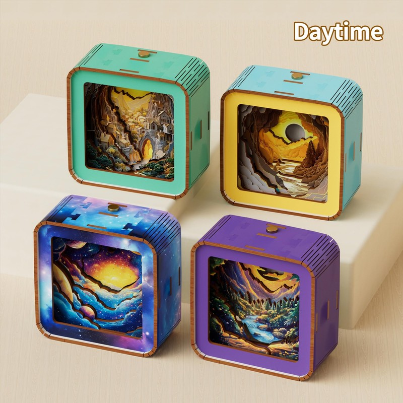 FoxiSteam 3D Wooden Puzzle Night Light - Sunset Town DIY
