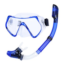 Edge Snorkeling Gear for Adults & Dry Top Snorkel Set,2in1,Snorkel Mask Adult, with 180°Panoramic View Anti-Fog Anti-Leak,Scuba Diving Mask for Snorkeling Scuba Diving Swimming Free Diving Blue