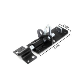 Primes DIY Brenton Strong Sliding Lockable Padbolt(8") Ideal for use with Shed Doors, Gates and Outhouse Doors (200mm, Black) 2 Pieces, Secure Your Garden Gates, Fences, and shed Doors