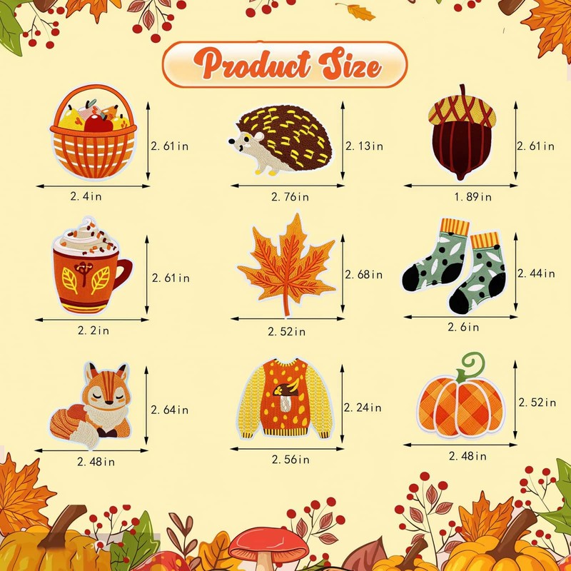 Cute Fall Iron on Patches for Clothes DIY Crafts, 32PCS