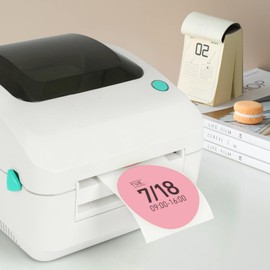 YIKIADA Pink Circle Thermal Labels Vinyl 3 Inch Self-Adhesive Round Stickers Roll Waterproof Printer Decals Name Tag for QR Code DIY Office Address 500 PCS