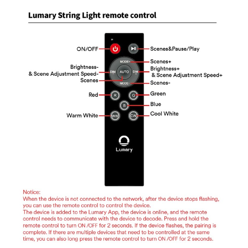 Lumary 100FT Smart Outdoor String Lights with APP/Remote/Voice Control, RGBAI